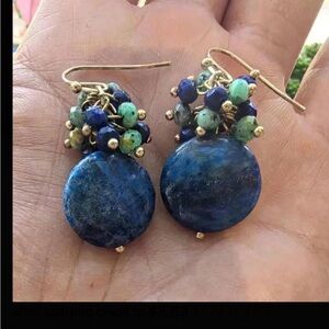 Elegant Blue and Green Beaded Earrings